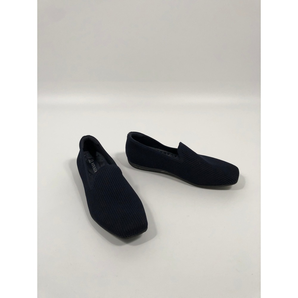 Vivaia Samantha Square Toe Flats Womens 7.5 Navy Blue Minimalist Capsule Office